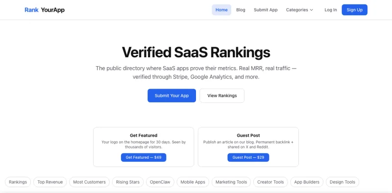 Anteprima del sito Rank Your App